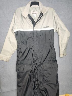 Men's Two-Tone Black and Cream Rainsuit